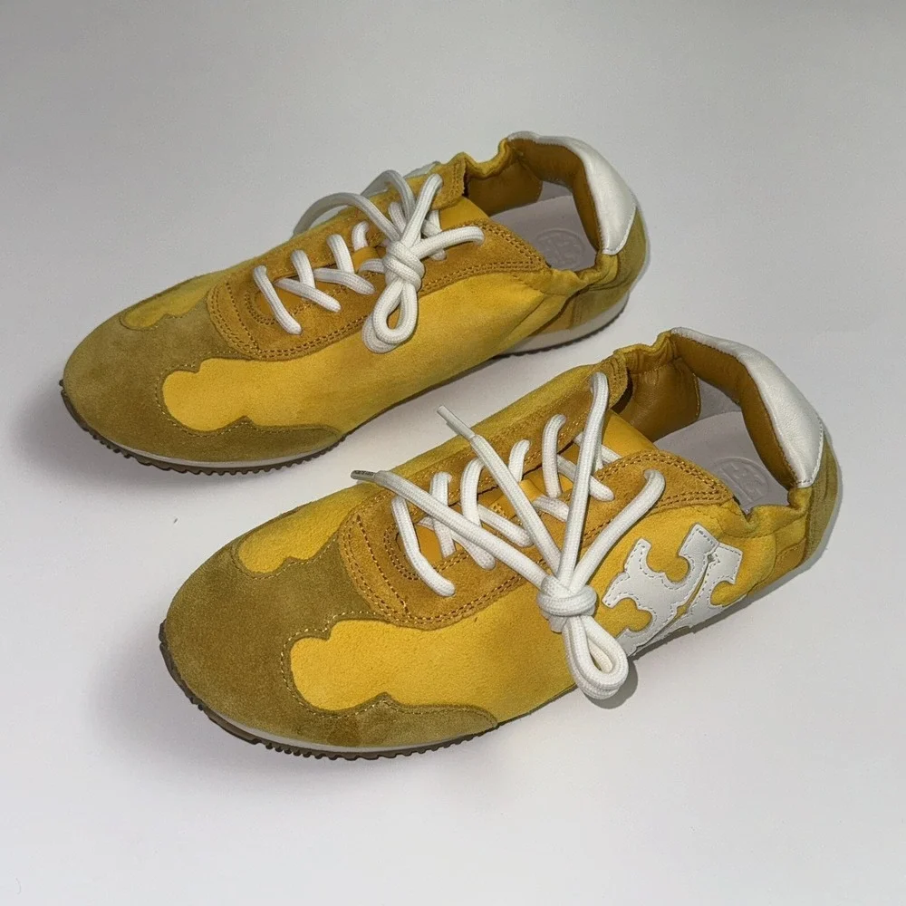 Tory Burch Vintage Double T Trainer Sneakers Shoes Nylon Suede NEW Women's 6